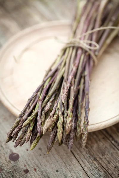 Wild asparagus spears in bunch — Stock Photo, Image