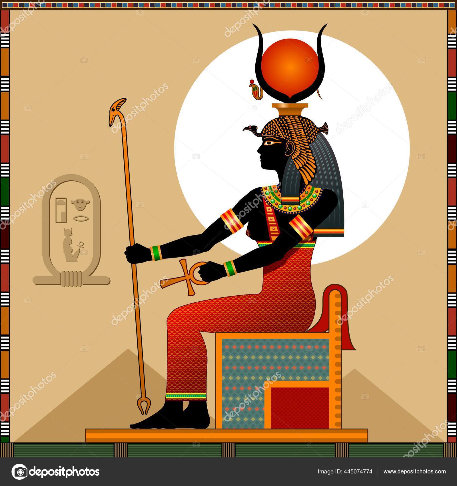 Religion Ancient Egypt Goddess Hathor Hathor Ancient Egyptian Goddess Love Stock Vector Image By C Zadvinskii 445074774