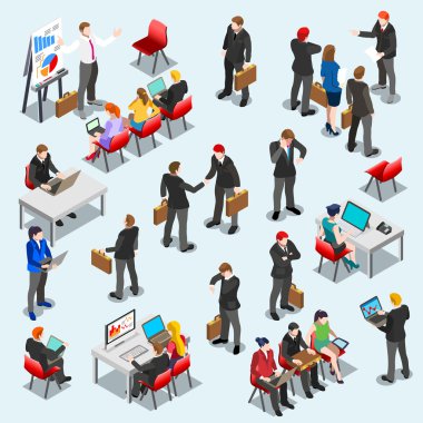 İş verilerini Isometic insanlar koymak