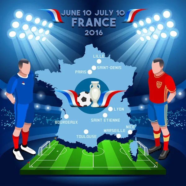 Mistrovství Francie 2016 Euro — Stockový vektor