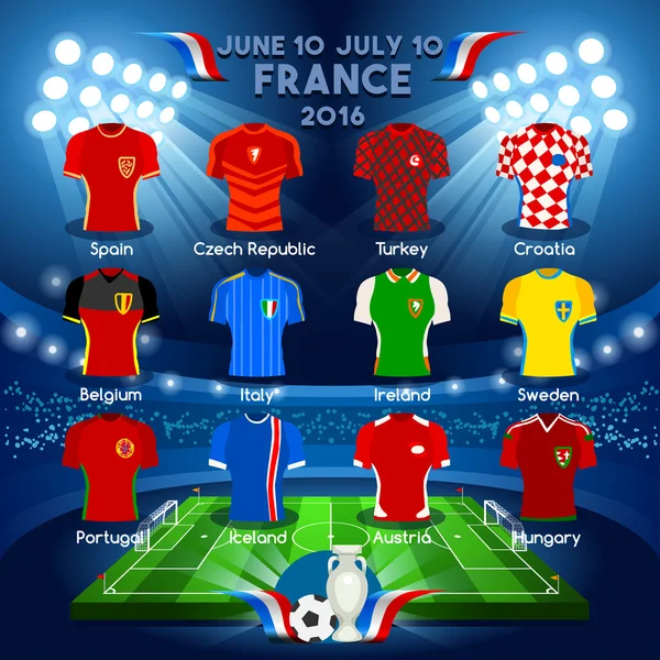 Equipos Campeonato EURO 2016 — Vector de stock