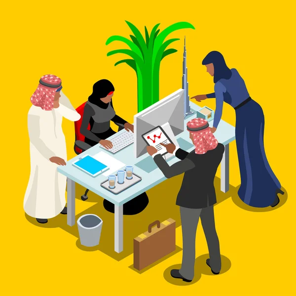 Arabische isometrische zakenmensen — Stockvector