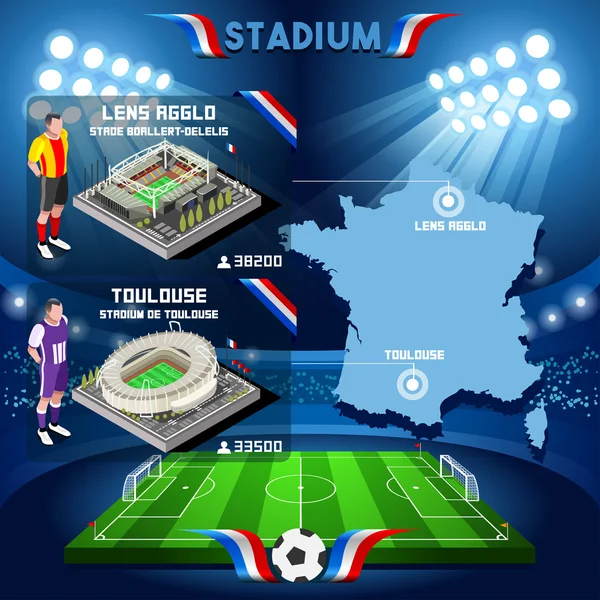Франції інфографіки стадіону Stade de об'єктив Agglo і Тулуза. — стоковий вектор