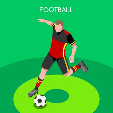 Soccer Player Athlete Summer Games Icon Set.3D Isometric Football Player Athlete.Sporting International Competition Championship.Sport Soccer Infographic Football Vector Illustration.