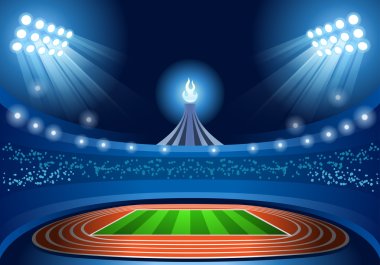 olympic, paralympic, Rio, 2016, Olympic Rio Brasil 2016 Stadium Background Summer Games Empty Field Background Nocturnal View Vector Illustration clipart
