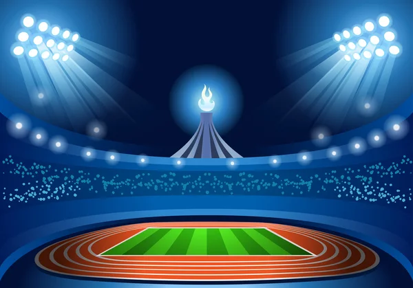 Olympisch, paralympisch, Rio, 2016, olympisch Rio Brasilien 2016 Stadion Hintergrund Sommerspiele leeres Feld Hintergrund nächtliche Ansicht Vektor Illustration — Stockvektor