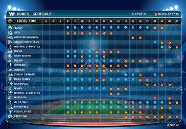 Olimpiyatları 2016 zamanlama tablosu 2of2 vektör çizim