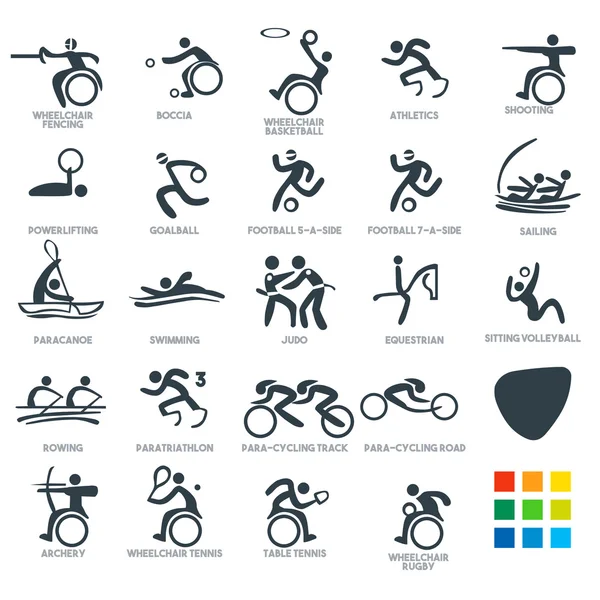 Pictogrammes d'icônes paralympiques Set 6 Illustration vectorielle — Image vectorielle