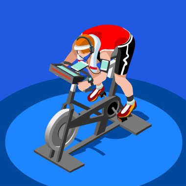Egzersiz BisikletI İplik Fitness Class.3d Düz Izometrik İplik Fitness Bike. Gym Class Egzersiz Bisiklet kapalı egzersiz bisikletspor fitness ekipmanları. Bisiklet Vektör Görüntü için Gym Bike.