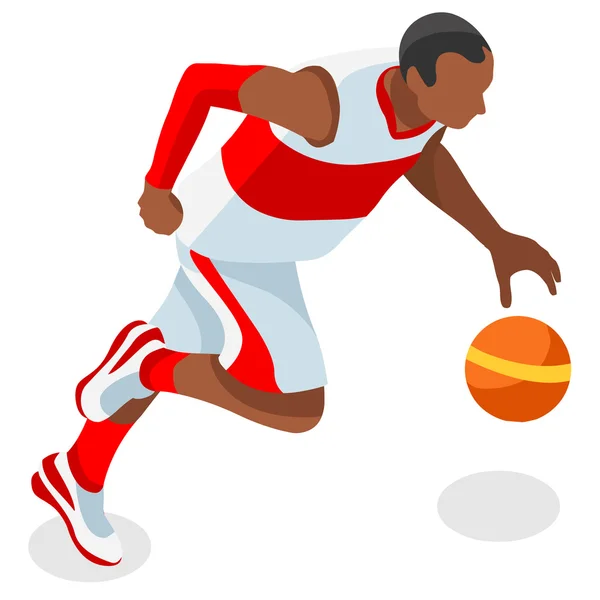 Olimpiadi Giocatore di pallacanestro Atleta Giochi estivi Icona Set.3D Isomico Giocatore di pallacanestro nero Atleta.Stati Uniti Concorso Sportivo USA Olimpiadi Sport Basket Infografica Basket Vector Illustrazione . — Vettoriale Stock