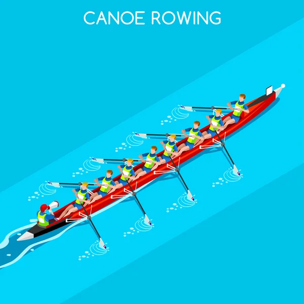 Canoa olimpica Canottaggio Coxswain Otto Giochi Estivi Icona Set.3D Canoa Isomica Paddler.Canottaggio Canoa Coxswain Otto Gara Sportiva Olimpiadi Sport Infografica Canoa Canottaggio Illustrazione vettoriale — Vettoriale Stock