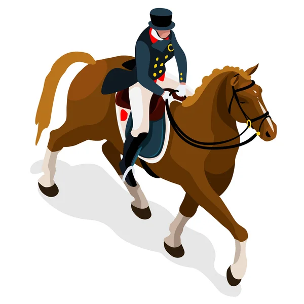 Icon Set.3D Isometric Jockey and Horse Sporting Competition.Olympics Sport Infographic Equestrian Dressage Vector Illustration — стоковый вектор