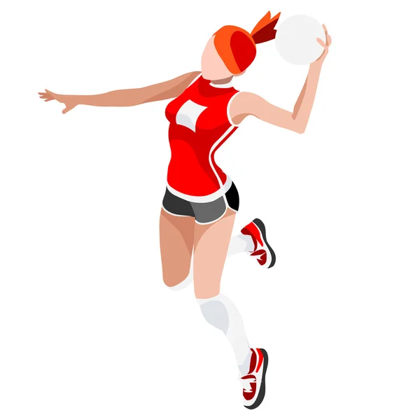 Olympische Zomerspelen handbal spelen icon set. 3D Isometrische atleet. Sporting Championship internationale handbal competitie. Olympische sport infographic Handbal vector illustratie — Stockvector