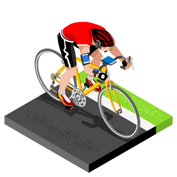 Cycliste cycliste de route travaillant out.3D plat cycliste isométrique sur vélo. Exercices de vélo de route en plein air. Vélo de vélo pour l'athlète cycliste travaillant sur l'entraînement Image vectorielle . — Image vectorielle