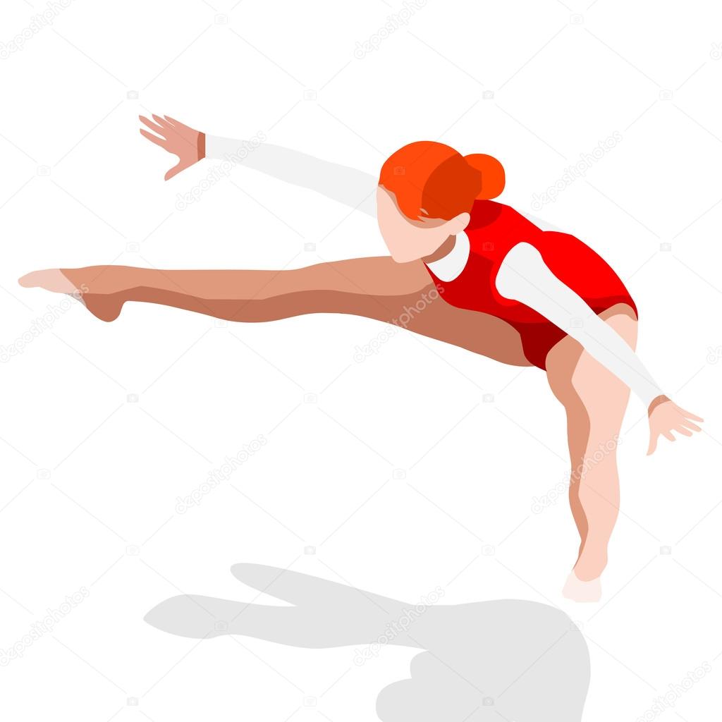 Olympics Trampolining Gymnastics Summer Games Icon Set.3D Isometric Gymnast.Sporting Championship International Competition.Olympics Sport Infographic Gymnastics Vector Illustration