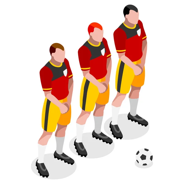 Fotbollspelare idrottsman sport Ikonuppsättning. 3D Isometrisk fotboll lag barriär spelare. idrottsliga internationella tävlingar Championship. Olympics sport fotboll infographic fotboll vektor illustration. — Stock vektor