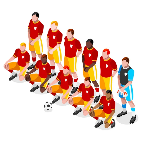 Soccer Team Players Athlete Sports Icon Set.3D Isometric Soccer Match Team Players.Sporting International Competition Championship.Olympics Sport Soccer Infographic Football Vector Illustrationon — Stock Vector