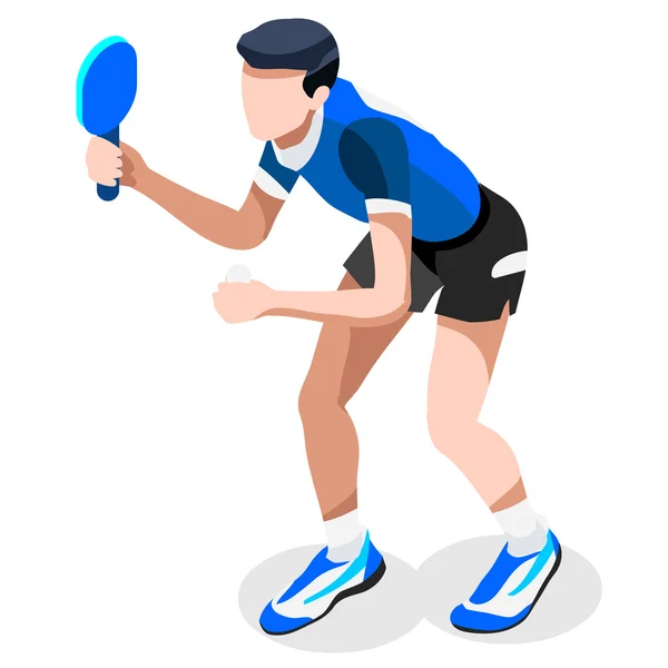 Giochi Estivi di Ping Pong Icona Set.3D Isomric Ping Pong Athlete.Sporting Championship International Competition.Olympics Sport Infografica Ping Pong Vector Illustrazione — Vettoriale Stock