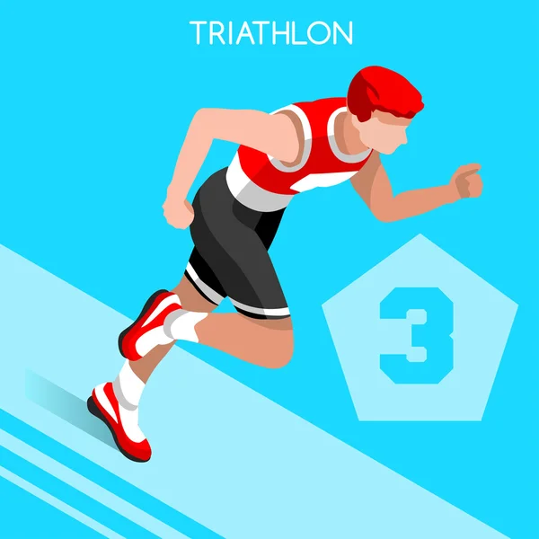 Triathlon Summer Games Icon Set.3D Ізометричний білий спортсмен Triathlete. Modern Triathlon Running Плавальна дорога Велоспорт Спортивні змагання. Олімпійські ігри Спорт Інфографічний Triathlon Векторне зображення — стоковий вектор