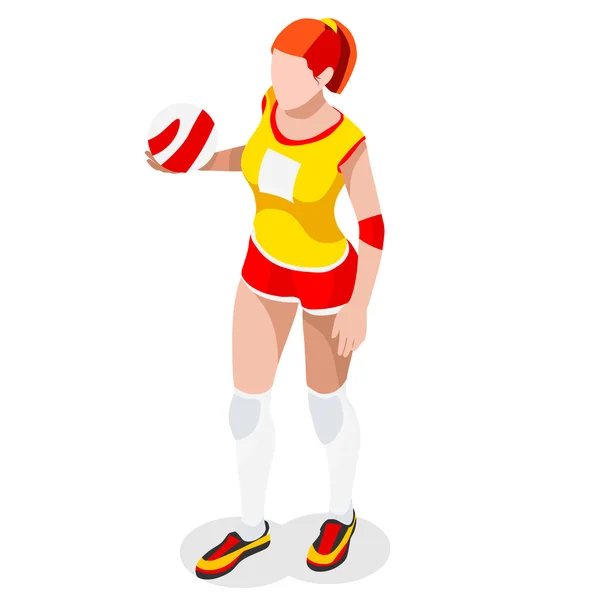 Voleibol Player Sports Icon Set.3D Isometric Indoor Volleyball.Sporting Championship International Volley Competition.Olympics Esporte Infográfico Vôlei Ilustração vetorial — Vetor de Stock