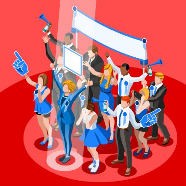 Seçim Infografik Kalabalık Kongresi Vektör Izometrik İnsanlar