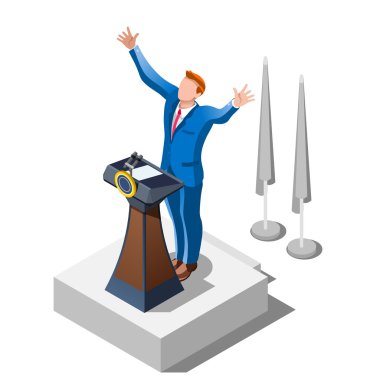 Election Infographic Political Debate Vector Isometric People clipart