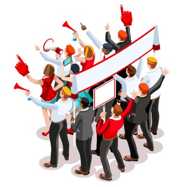 Seçim Infographic Tiyatrosu Crowd Vector Izometrik İnsanlar