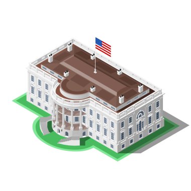 Seçim Infographic US Beyaz Saray Vektör Izometrik Binası