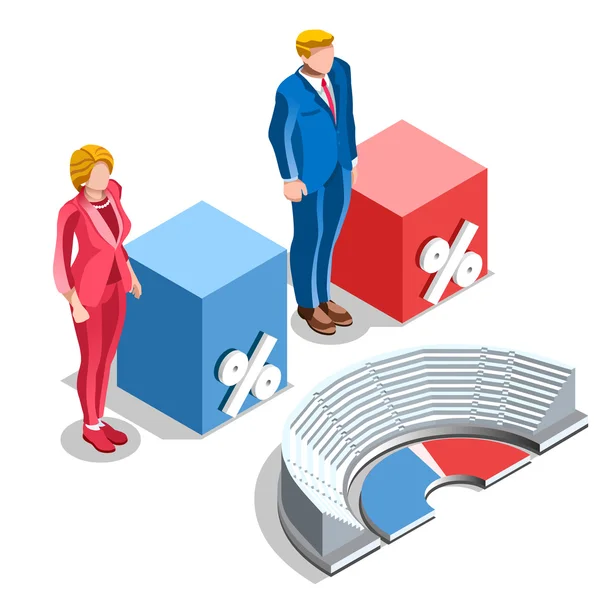 Seçim Infografik Kongresi Us Vektör Izometrik Kişiler — Stok Vektör