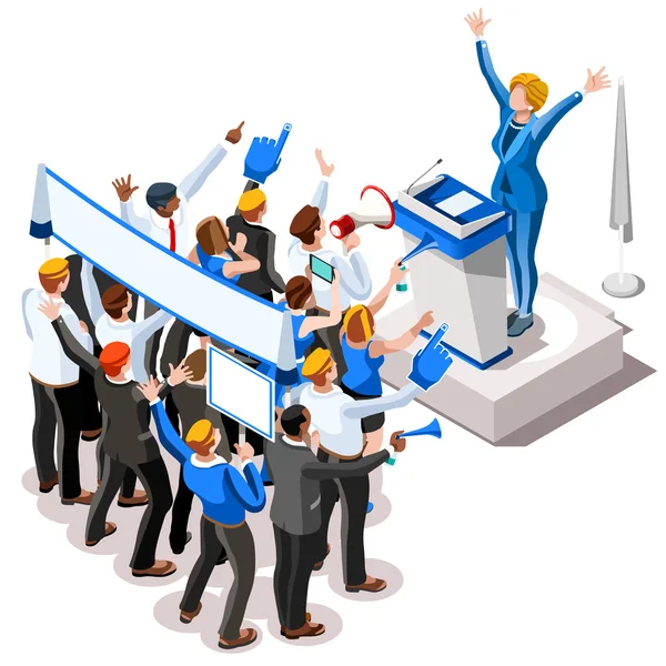 Election Infographic Convention Crowd Vector Isometric People — Stock Vector