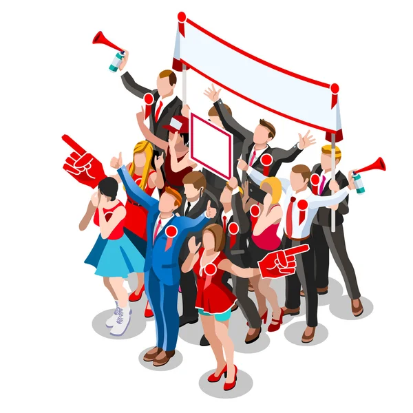 Election Infographic Crowd Conference Vector Isometric People — Stock Vector