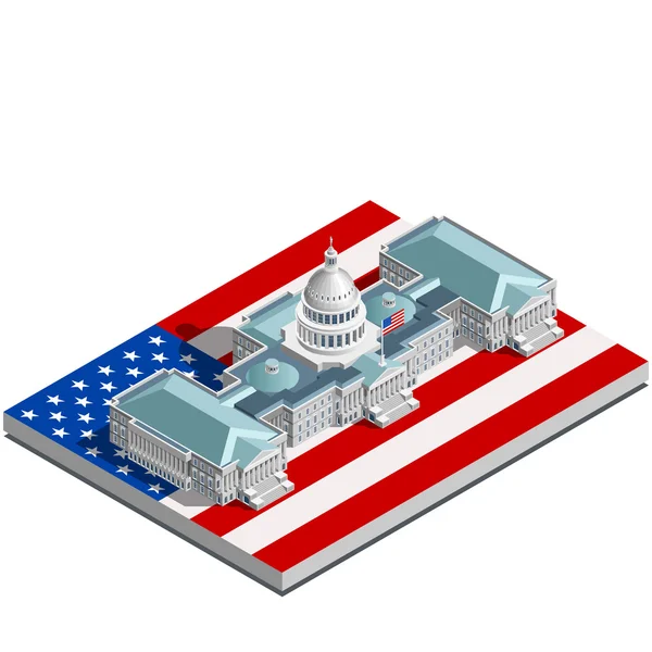 Election Infographic Politic Congress Vector Isometric Building — Stock Vector