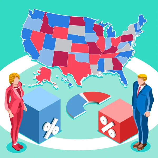 Verkiezing infographic Amerikaanse president vector isometrische mensen — Stockvector