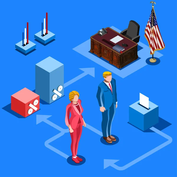 Election Infographic Us Presidential Vector Isometric People — Stock Vector