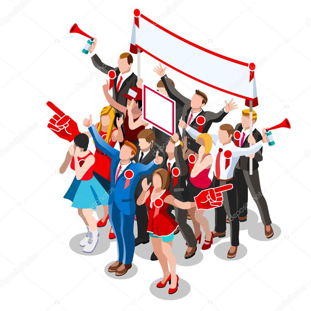 Election Infographic Crowd Conference Vector Isometric People