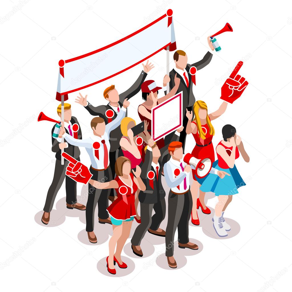 Election Infographic Crowd Rally Vector Isometric People