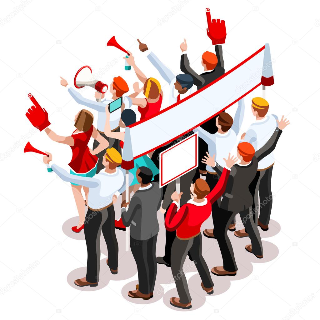 Election Infographic Theatre Crowd Vector Isometric People