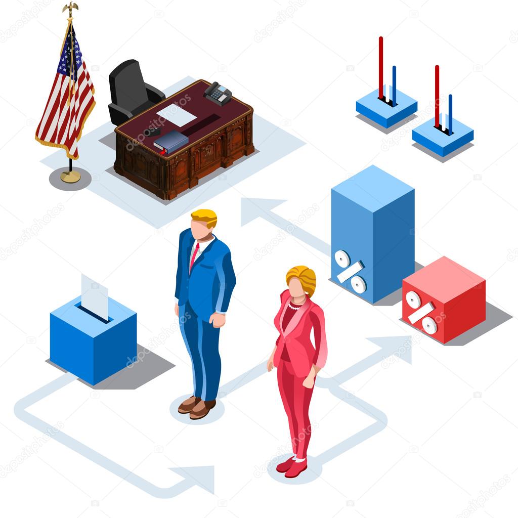 Election Infographic Us Presidents Vector Isometric People