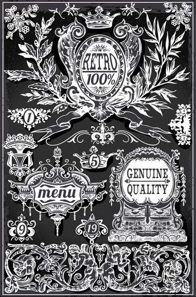 Étiquettes rétro tableau noir vintage — Image vectorielle