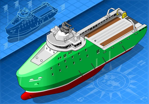 Isometrisches Schiff isoliert in der Frontansicht — Stockvektor