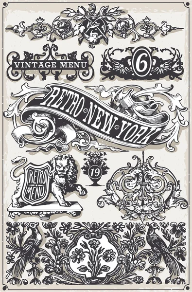 Vintage Page Banner e etichette disegnati a mano — Vettoriale Stock