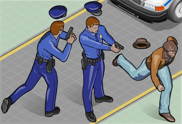 Ισομετρική αστυνομικός και ληστής — Διανυσματικό Αρχείο