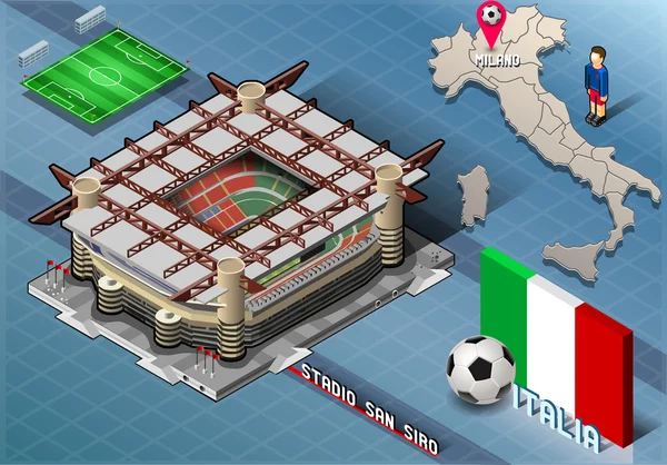 Estadio Isométrico, San Siro, Milán, Italia — Vector de stock