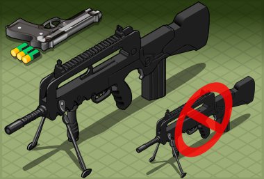 Isometric Submachine and Pistol in Front View clipart