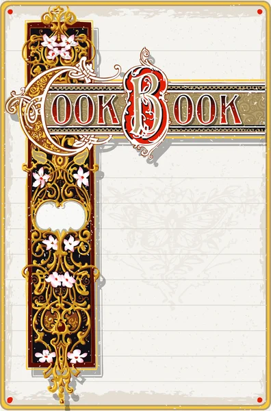 Libro Vintage Cook Página ornamental — Vector de stock