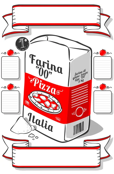 Vintage Hand getrokken advertentiepagina bloem Pizza — Stockvector