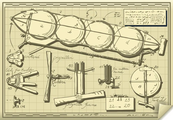 Progetto aereo per bambini Vintage Page — Vettoriale Stock