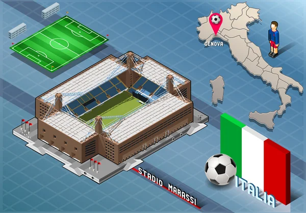 Isometric Stadium, Marassi, Genova, Itália — Vetor de Stock