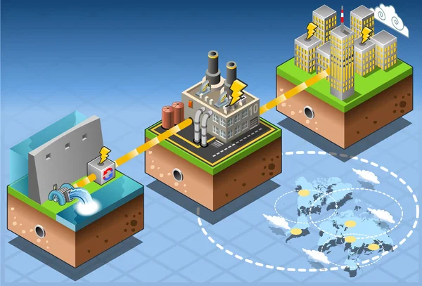 Isometric Infographic Energy Harvesting Diagram — Stock Vector