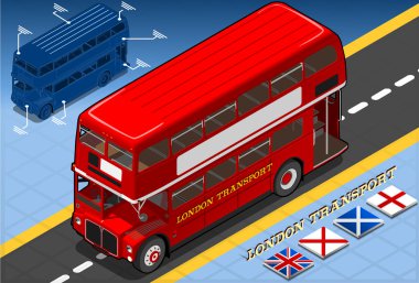 izometrik Çift katlı otobüsün ön göster